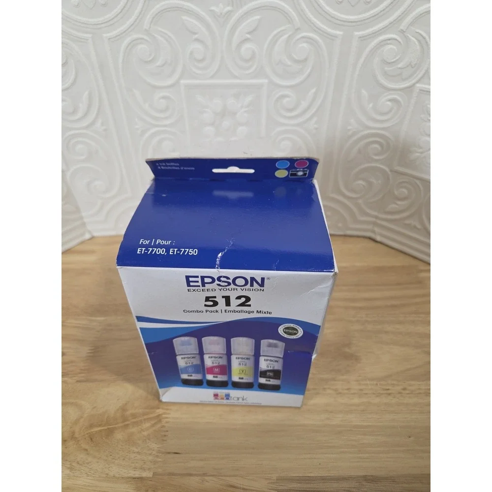 Epson 512 Ink Bottle 4-Pack for ET-7700 ET-7750 Genuine New Sealed Exp 10/2026